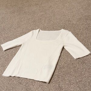 White Square Neck Knit Top | Stretch |  Only Tried On